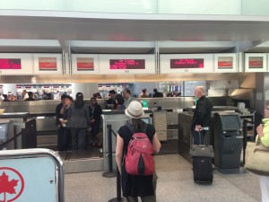 Air Canada ticket counter with 8 agents